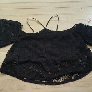 Missguided lace crop top cold shoulder